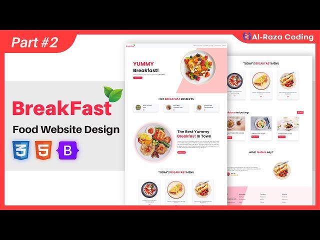 Food Website Design Using HTML5 CSS3 Bootstrap 5 2024| Al Raza Coding Part#2