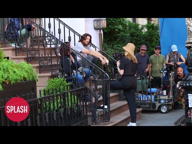 Director Laura Linney And Jason Bateman Have A Discussion At The "Black Rabbit" Set In NYC