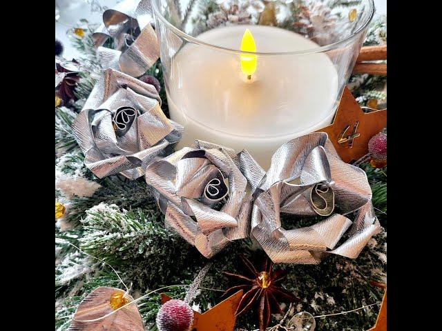 DIY / FLACHDRAHT-ROSEN für das Weihnachtsgesteck / Teil 2