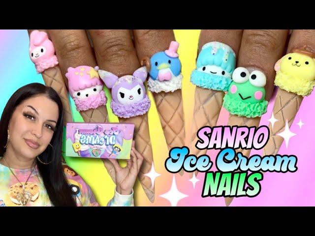 Spring Nail Tutorial: SANRIO ICE CREAM Using my NEW Pastel 3D Gels!