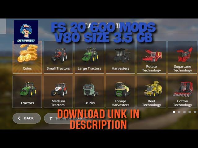 fs 20 600 mods v83 size 3.5gb ULTIMATE APK