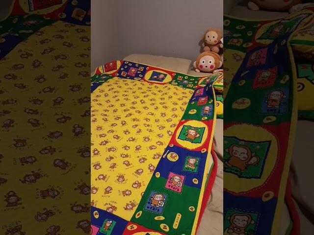 Monkichi cute and colorful quilt blanket