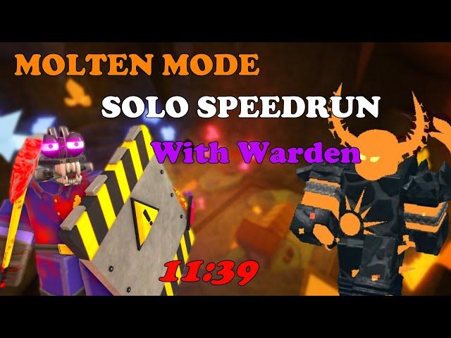 Solo Molten Speedrun With NEW WARDEN TOWER ||  Tower Defense Simulator