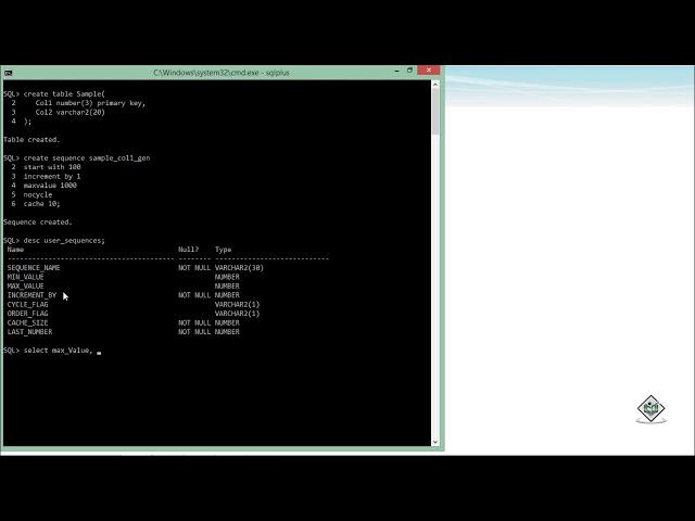 Oracle - SQL - Creating Sequences