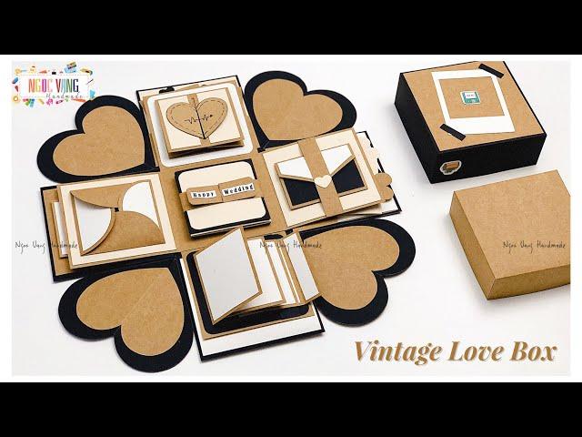 Vintage Explosion Box Tutorial || Hộp quà tình yêu cổ điển - NGOC VANG Handmade