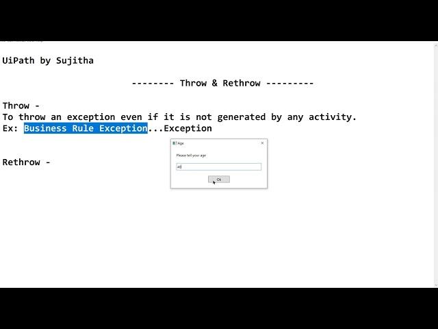 Throw activity and Rethrow activity in UiPath| Exception Handling | Create Business logic Exceptions