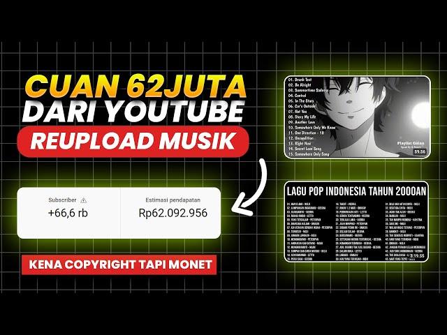 Makin Gampang ! Reupload Musik 2024 Cuan 62JT di Youtube | Cara dapat Uang dari Youtube 2024 Terbaru