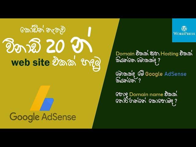 Website in 20 minutes without coding - කොඩින් නැතුව වෙබ්සයිට් හදමු