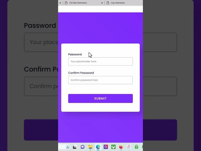 Confirm Password Validation Using HTML,CSS and  JavaScript