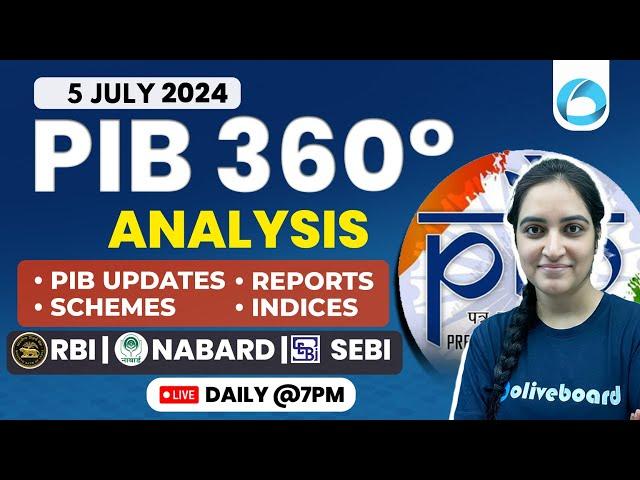 5th July 2024 | PIB News Analysis for RBI Grade B,SEBI & NABARD Grade A | Lakshmi Arora