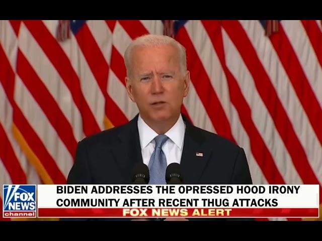 Joe Biden addresses hood irony violence (elevenlabs AI meme)