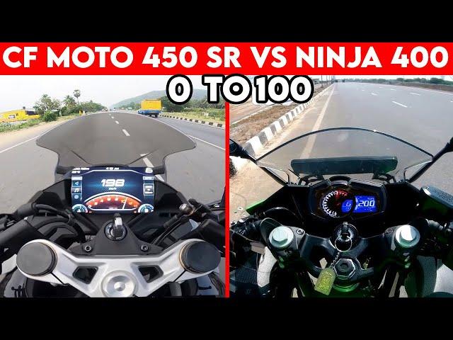 CF MOTO 450 SR VS Ninja 400 | 0 To 100 | TOPSPEED BATTLE !!!