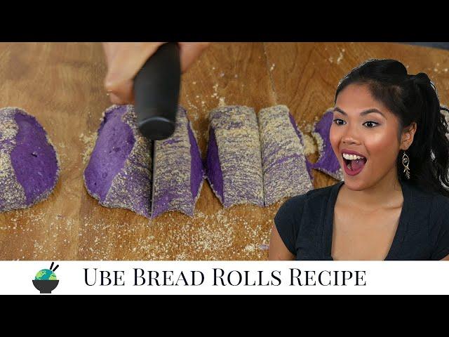 Pandesal Recipe | How To Make Ube Bread | Filipino Purple Yam Bread Rolls Recipe