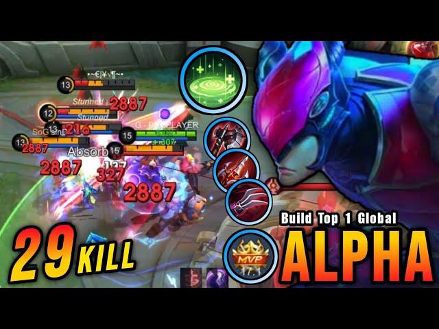 29 Kills!! Monster Offlane Alpha Crazy LifeSteal with Revitalize!! - Build Top 1 Global Alpha ~ MLBB