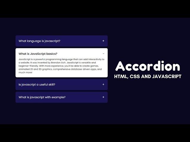 How to create an responsive accordion using HTML, CSS and JavaScript