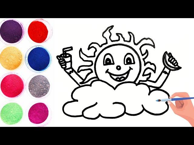 How to Draw and Colour Sun for Kids and Toddlers #sun