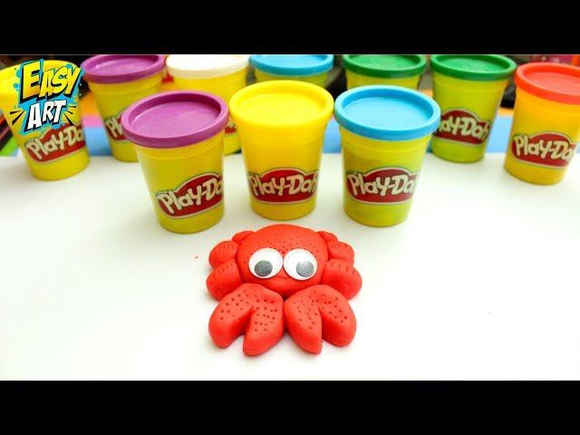 PLASTILINA PLAY DOH - COMO HACER UN CANGREJO - JUGUETES PARA NIÑOS   EASY ART