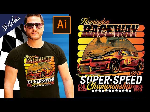 Raceway | T-Shirt Design in Adobe Illustrator I Tutorial