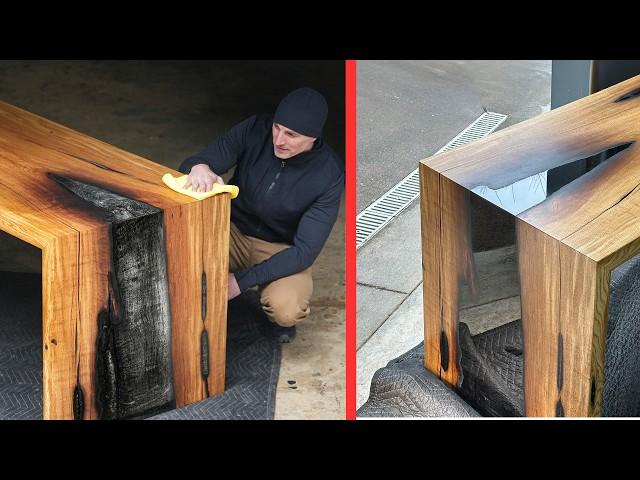 Polishing Burnt Wood Like Glass