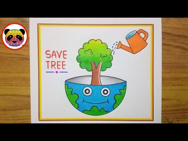 World Environment Day Drawing / Save Tree Save Earth Drawing / Save Environment Drawing Easy