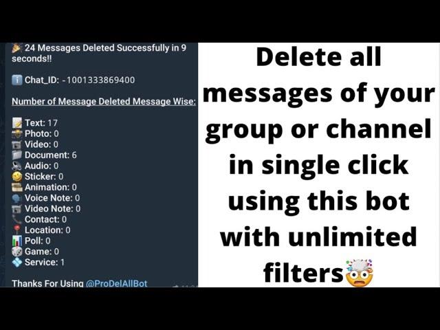 In 1 Click delete all messages of your telegram channel/group using this bot