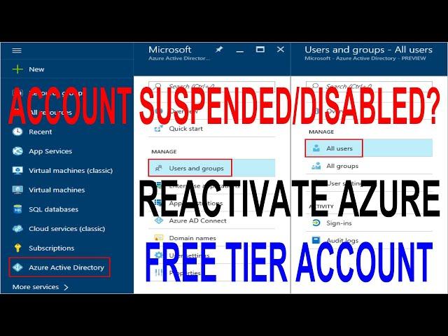 Re-activate disabled Azure Free Tier Account/Microsoft Azure Free Tier Account help & Support