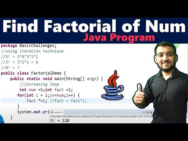 Factorial Program in Java using Loop | Find factorial of a number in Java