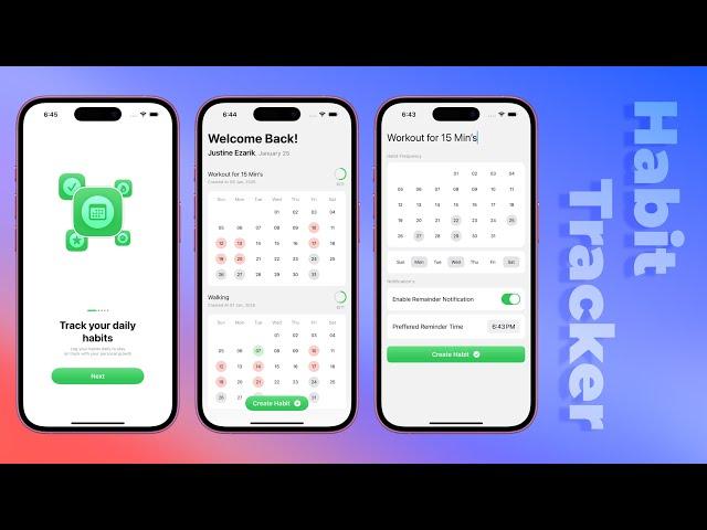 Complete Habit Tracker App | SwiftUI | SwiftData CRUD | User Notifications | Animations