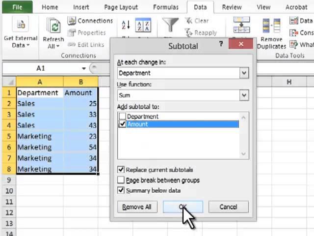 Excel 2010: How To Create a Subtotal - Tutorial Tips and Tricks