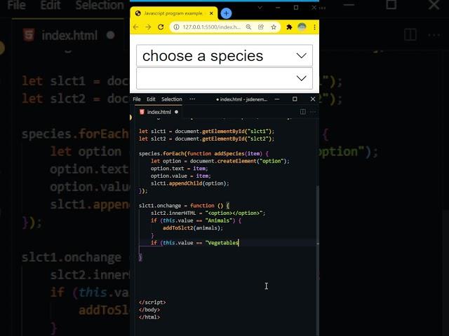 Javascript program, change a second select list options based on the first select list option