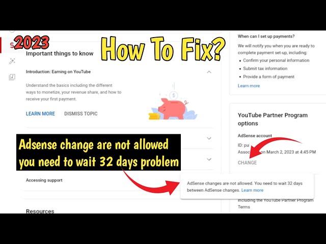 How To Change Google Adsense On YouTube Before 32 Days YouTube AdSense Change How To Change Adsens.
