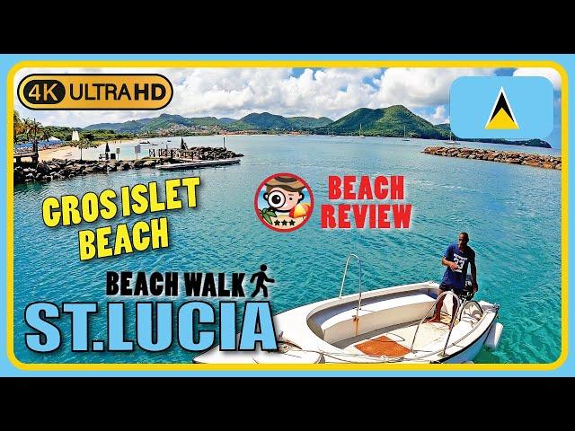 Gros Islet Beach Gros Islet Saint Lucia  4k Walking Tour / Beach Walk & Review