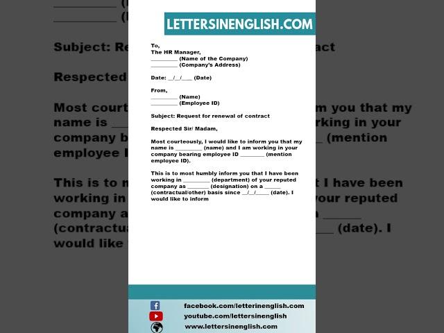 Request Letter for Employee Contract Renewal - Letter Requesting Renewal of Employee Contract