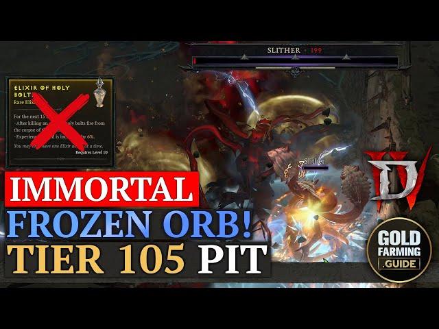 T105 Pit Immortal Frozen Orb Sorcerer. Slither Boss, No Holy Bolts, Permanent Flameshield, Season 4