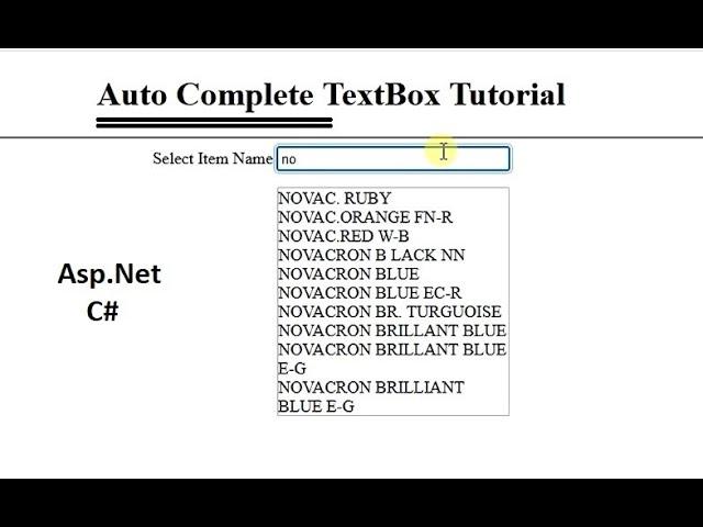 How to Create Autocomplete TextBox in Asp.net c# Using Ajax Tool | swift learn