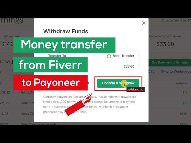 how to transfer money from Fiverr to Payoneer account | withdraw money to Fiverr