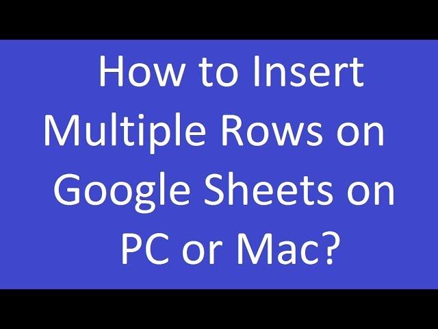 How to Insert Multiple Rows on Google Sheets on PC or Mac?