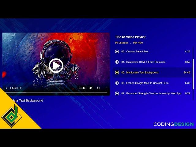 Video Playlist Gallery Like Udemy and Skillshare | HTML CSS JavaScript