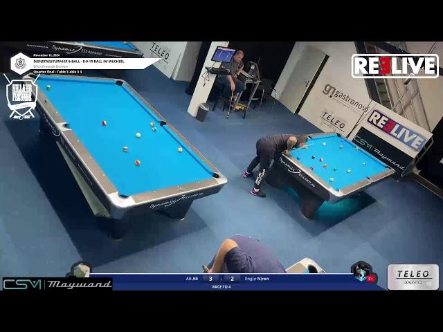 Ali Ali vs Engin Niron Dienstagsturnier Billardfreunde Bremen 8 Ball12.11.2024