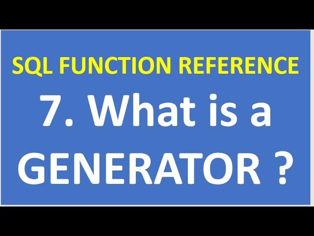 7. What is a GENERATOR ?|Snowflake| SQL FUNCTION REFERENCE|  SnowflakeCloudDataWarehosue| VCKLY Tech