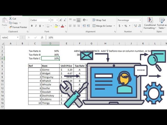 Microsoft Excel 2016 Relative and Absolute Cell References