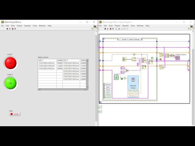 Energy Metering Solution Example in LabVIEW | Insert the Time of Load Turn On/Off in Table