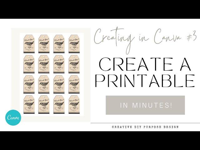 Create a Printable Page of TAGS! - Canva Tutorial for Beginners - Intro to Canva