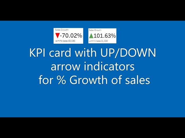 Tableau - Create KPI card with  UP/DOWN arrow indicators for % Growth of sales