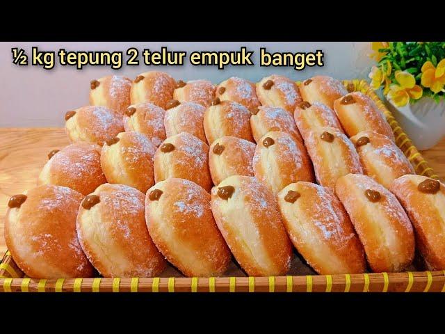 Donat bomboloni ½ kg tepung 2 telur empuk banget