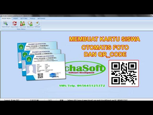 Membuat Kartu Pelajar dengan Foto Barcode Qrcode Otomatis