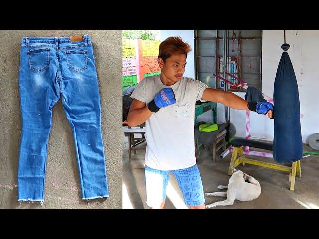 How To Make Homemade Punching Bag from Old Jeans