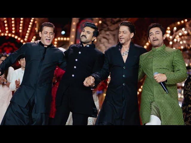 Ram Charan & Shah Rukh Khan Dance With SalmanKhan, AamirKhan to NachoNacho Song at Ambani PreWedding