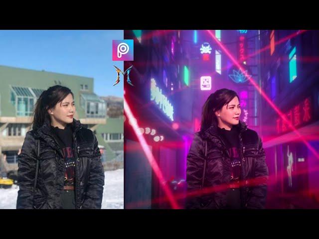 Cyberpunk Effect Tutorial | Picsart photo editing | Laser effect |Background change tutorial