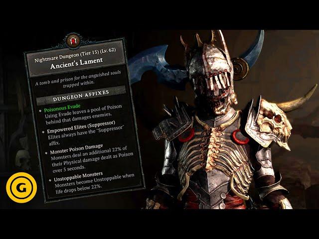 Diablo 4 Necromancer Nightmare Dungeon Gameplay (World Tier 3)